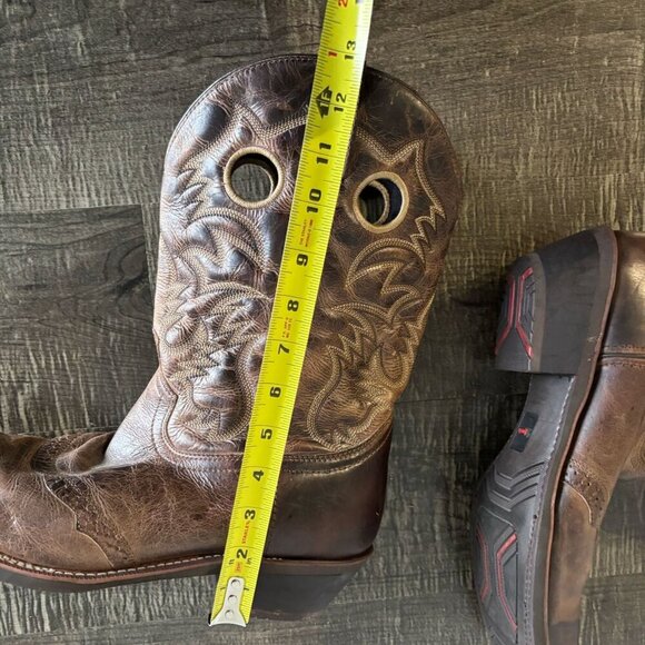 Laredo Men Kane Broad Square Toe Leather Cow Boy Shoes Tan Size 13 - Picture 3 of 11